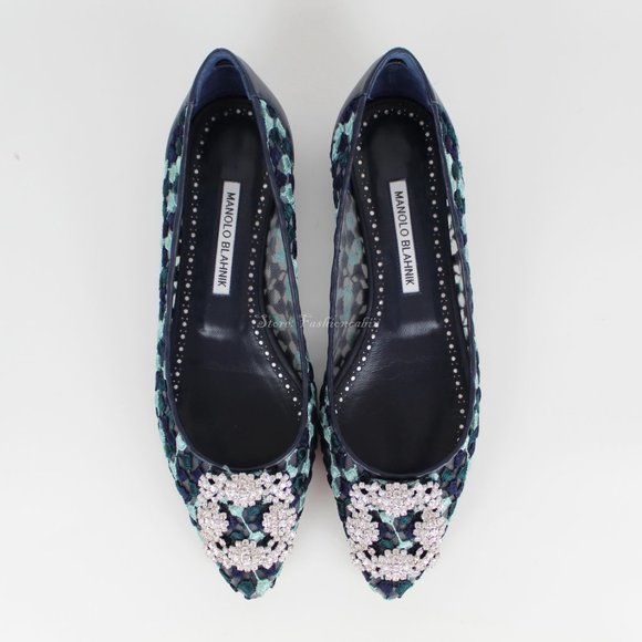 NEW MANOLO BLAHNIK Hangisi Lace Flats - Picture 7 of 16